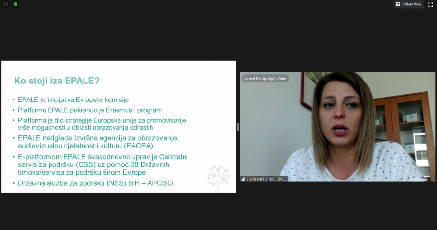 Održan webinar o EPALE platformi