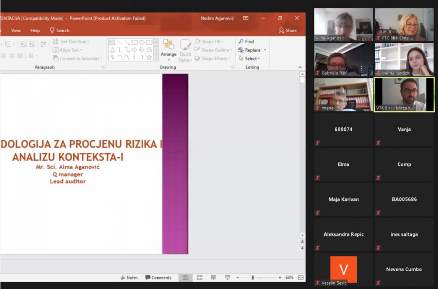 Održan webinar „Metodologija za procjenu rizika i analizu konteksta organizacije“