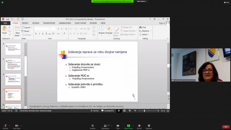 180 učesnika na webinaru „Carinski postupak izvoza/uvoza roba dvojne namjene“