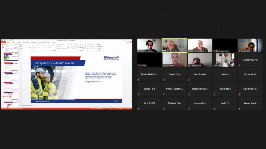 Održan webinar „Upoznavanje sa zahtjevima standarda ISO 27001:2013-Sistem upravljanja bezbjednošću informacija“