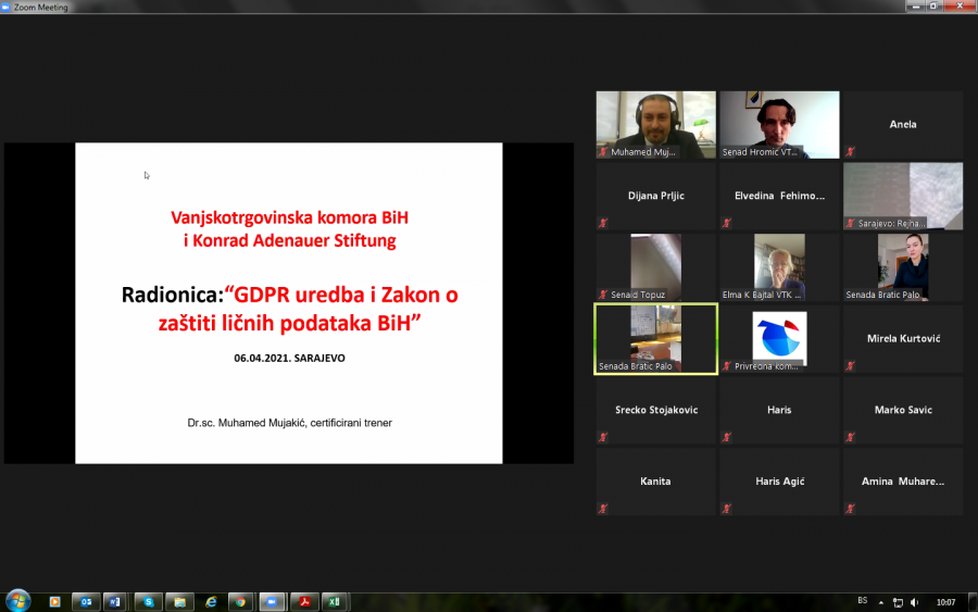 Uspješno realiziran webinar “GDPR uredba i Zakon o zaštiti ličnih podataka BiH”