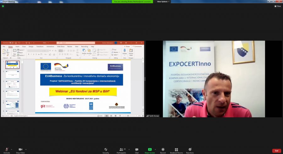 Održan webinar na temu „EU fondovi za mala i srednja preduzeća (MSP)“
