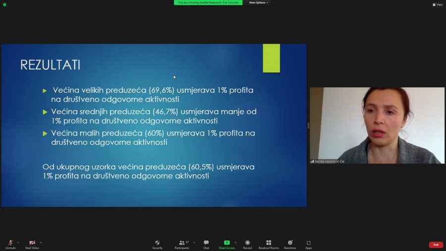 Održan webinar „Društvena odgovornost u Bosni i Hercegovini – između ideala i stvarnosti“