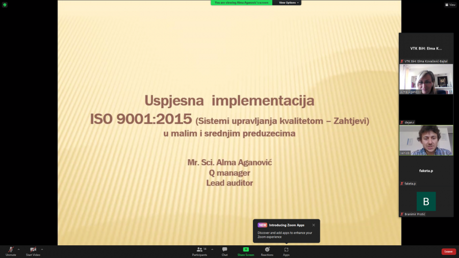Realizovan webinar Efikasna primjena ISO 9001 u malim i srednjim preduzećima