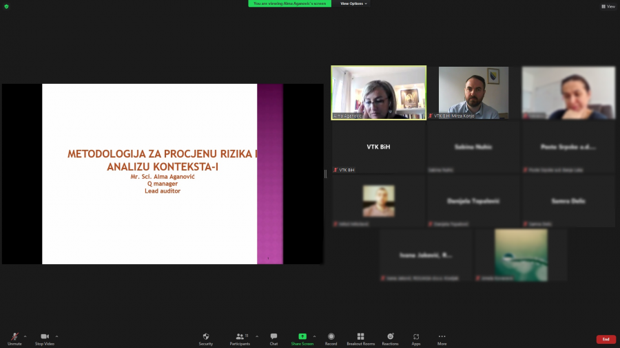 Održan webinar „Upravljanje rizicima – Metodologija za procjenu rizika i analizu konteksta“