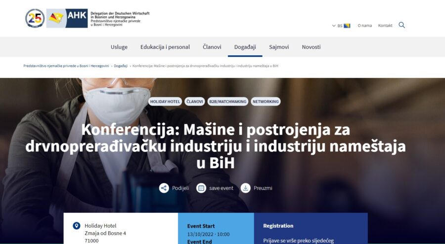 Konferencija – Mašine i postrojenja za drvnu i drvoprerađivačku industriju i industriju namještaja u BiH