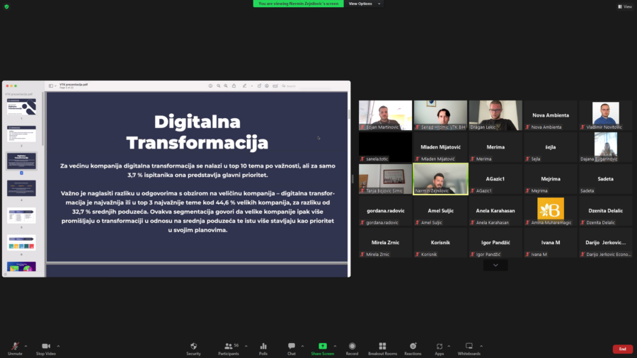Uspješno realiziran webinar Digitalna transormacija – alati i platforme