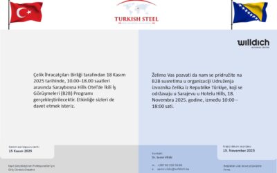 Poziv na B2B susrete s turskim kompanijama iz sektora čelika i metala u Sarajevu
