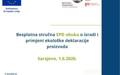 Poziv za besplatnu stručnu EPD obuka o izradi i primjeni ekološke deklaracije proizvoda