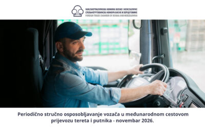 Poziv na periodično stručno osposobljavanje vozača u međunarodnom cestovnom prijevozu – novembar 2026. 